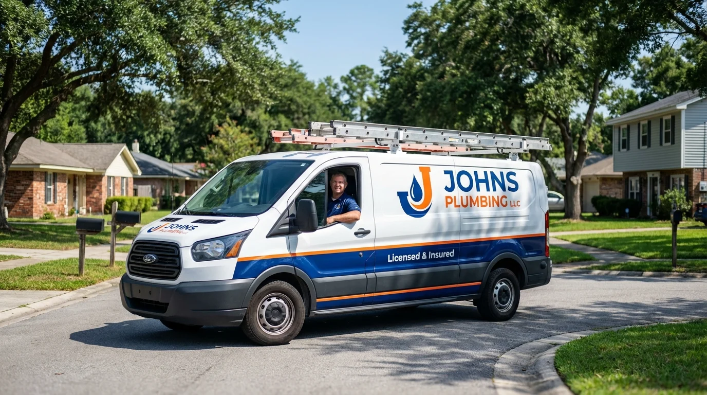 Johns Plumbing LLC service van in Kelseyville, CA