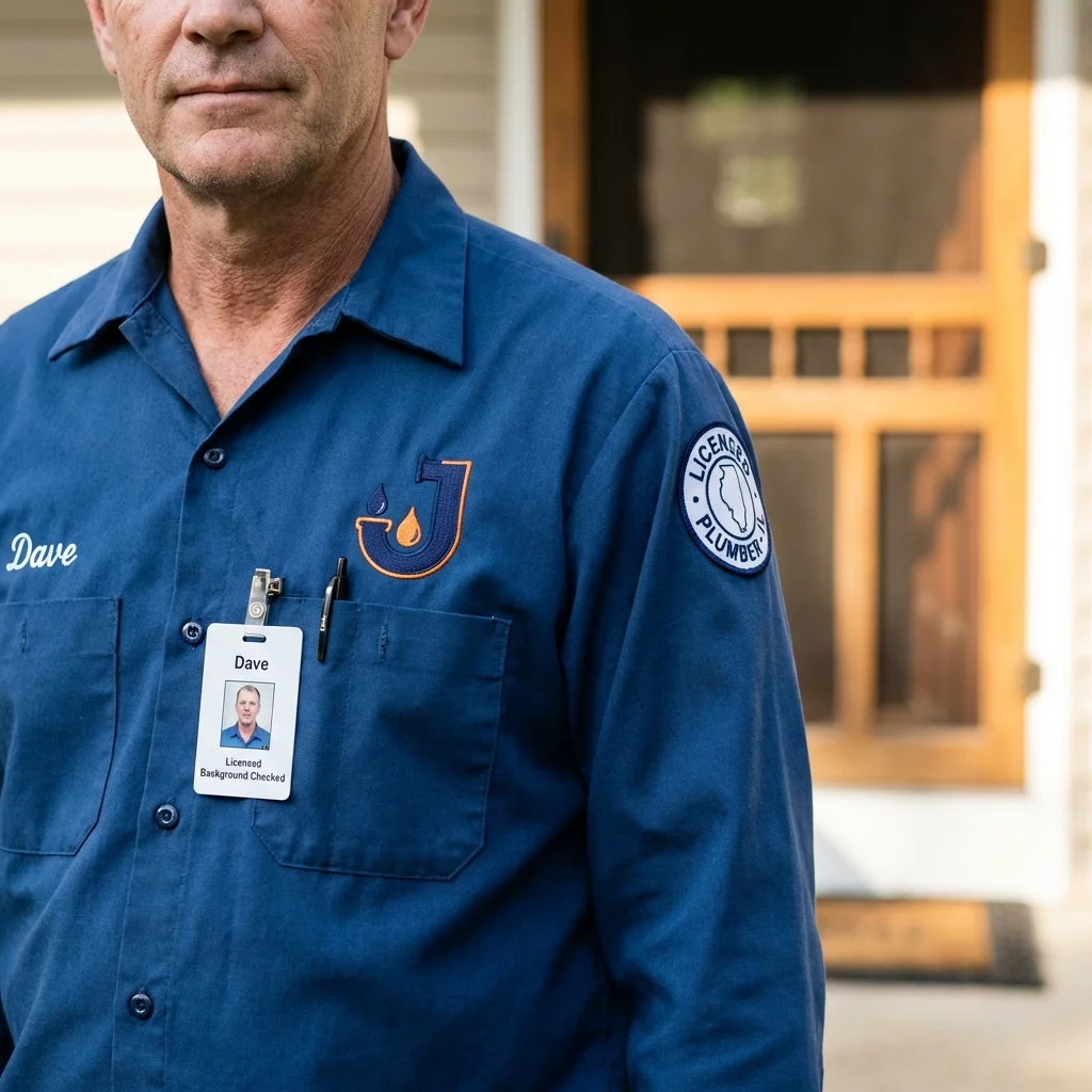 Licensed plumber showing ID badge in Kelseyville, CA