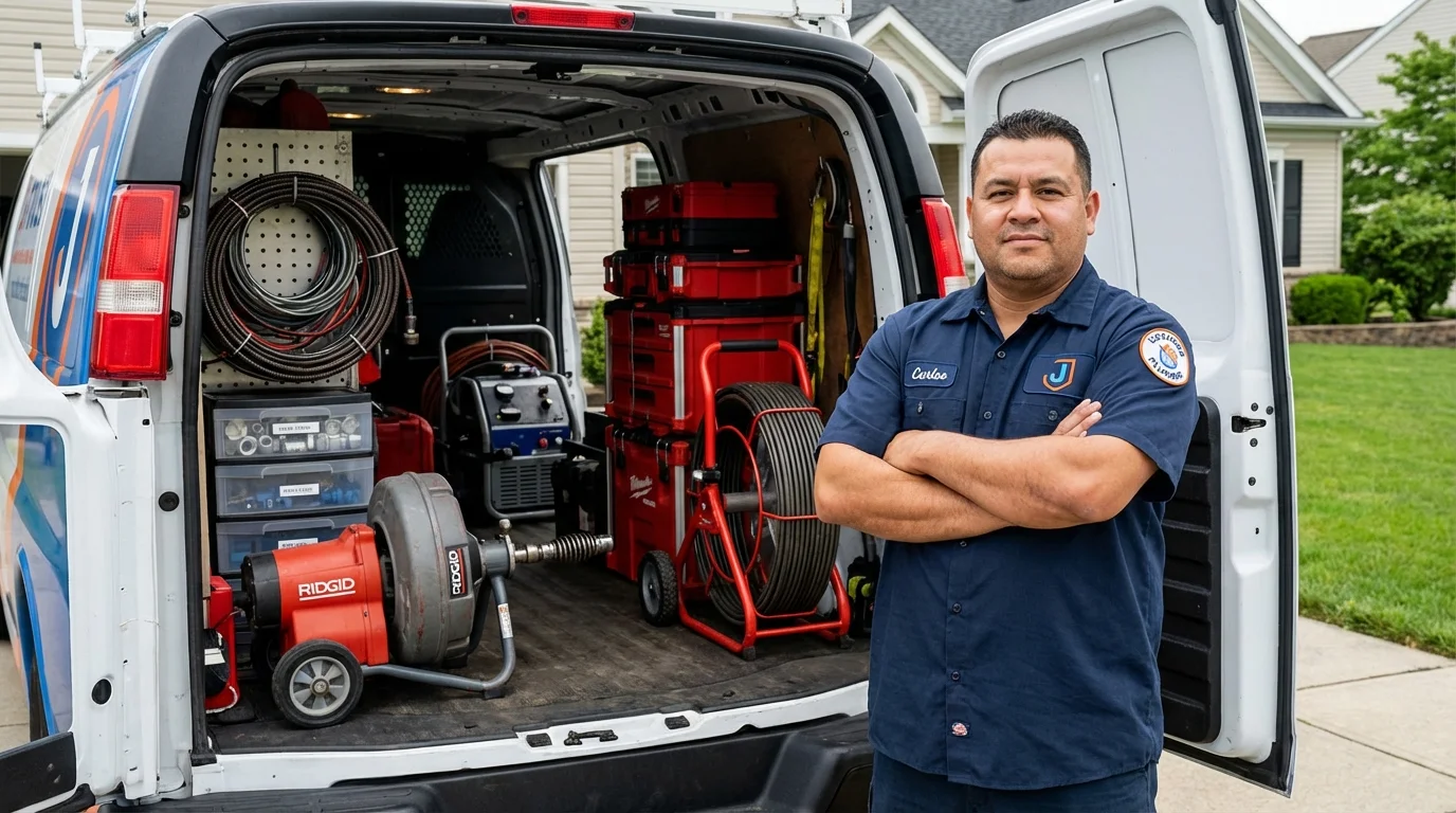 Professional drain cleaning equipment and Johns Plumbing LLC plumber in Kelseyville