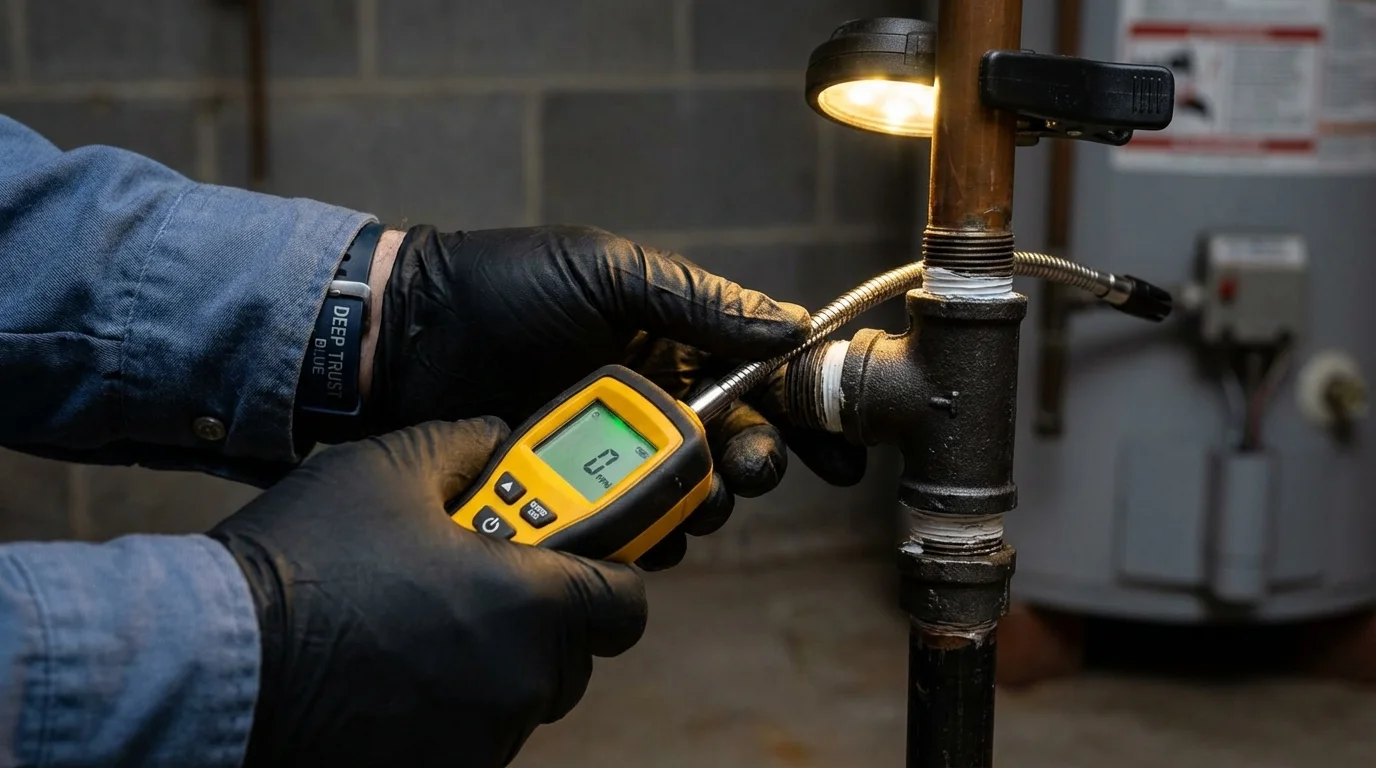 Gas leak detection with electronic sniffer by Johns Plumbing LLC in Kelseyville